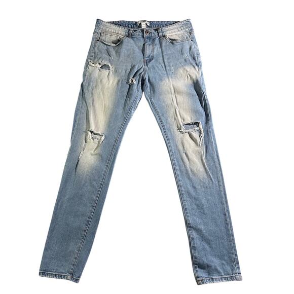 Fashion Nova Men Other - Fashion Nova Men's Distressed Skinny Jeans Size 36 Light Wash Stretch Denim